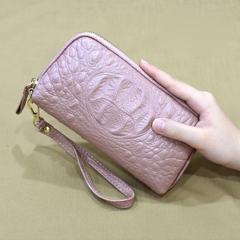 Textured Zip Around Wristlet Long Wallet