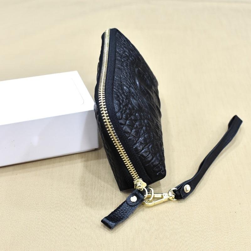 Textured Zip Around Wristlet Long Wallet