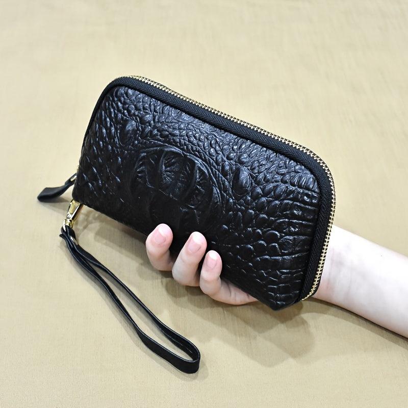 Textured Zip Around Wristlet Long Wallet