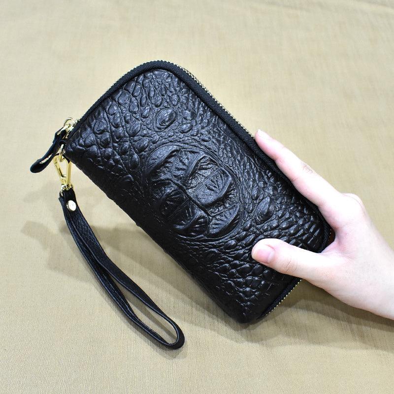 Textured Zip Around Wristlet Long Wallet