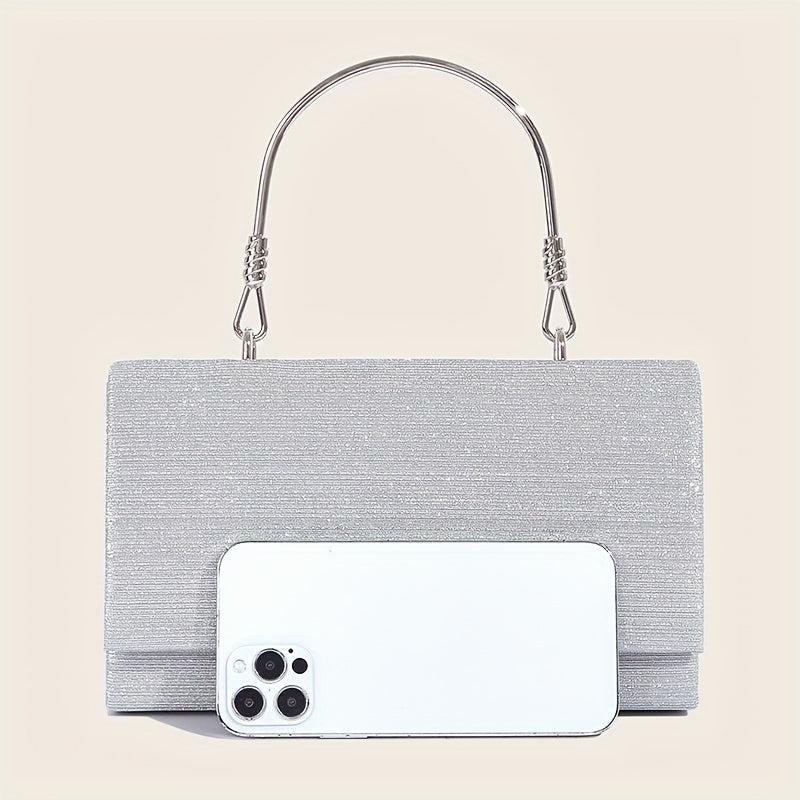Glitter Evening Handbags Top Ring Clutch Purse Small Square Handbags