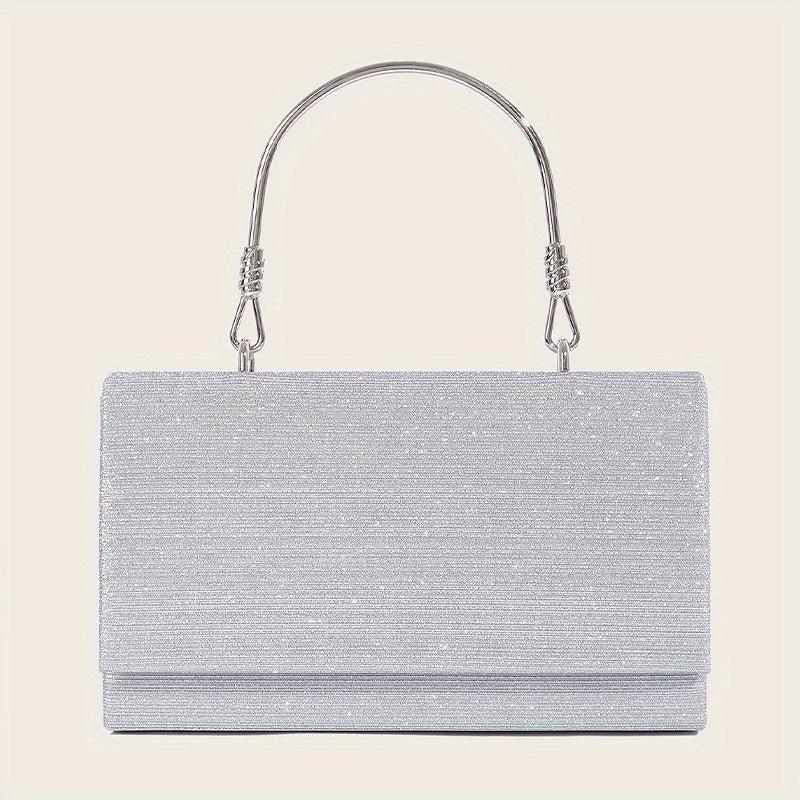 Glitter Evening Handbags Top Ring Clutch Purse Small Square Handbags