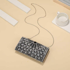 Flower Pattern Clutch Wallet Classic Glitter Rhinestone Chain Bag