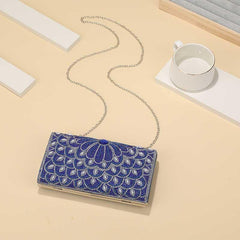 Flower Pattern Clutch Wallet Classic Glitter Rhinestone Chain Bag