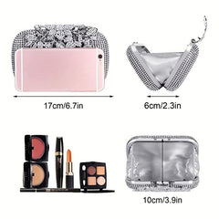 Glitter Rhinestone Clutch Wallet Flower Pattern Evening Bag