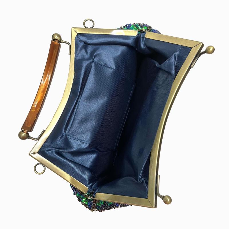Peacock Feather Sequins Evening Bag Retro Dress Clutch Purse Women's Handbags