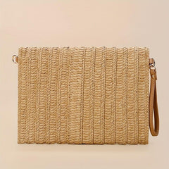Vintage Ethnic Envelope Bag Retro Bohemian Clutch Purse Straw Woven Handbag
