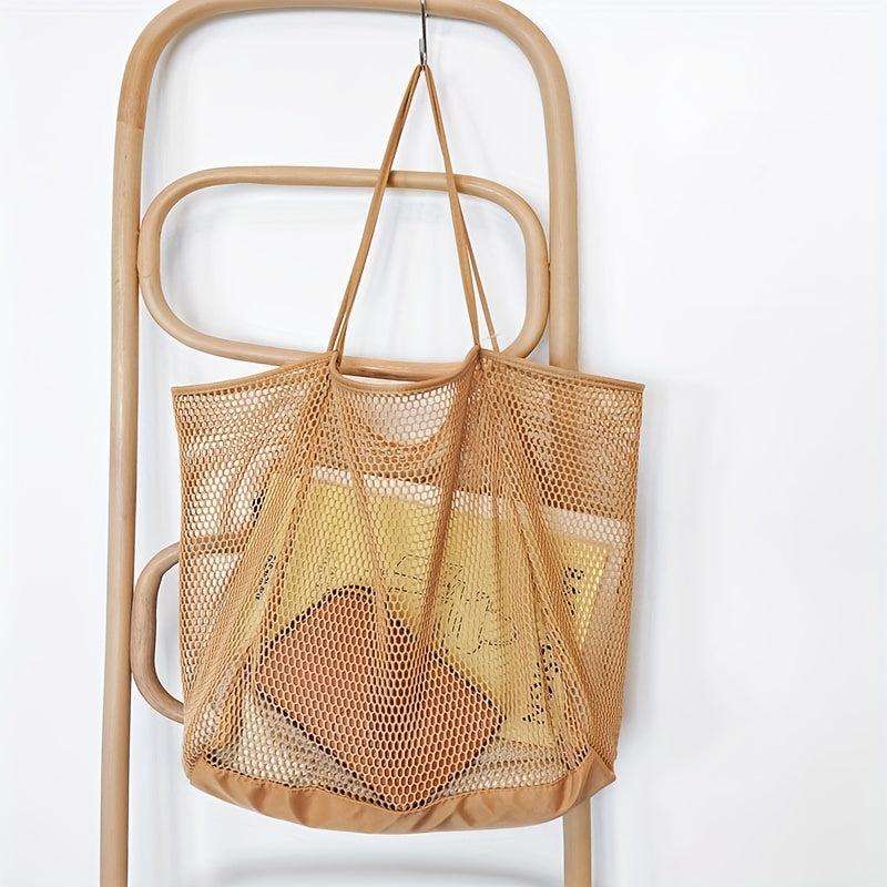 Large Mesh Beach Tote Bag for Women with Multiple Pockets - Waterproof Pool Bag