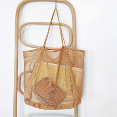 Large Mesh Beach Tote Bag for Women with Multiple Pockets - Waterproof Pool Bag