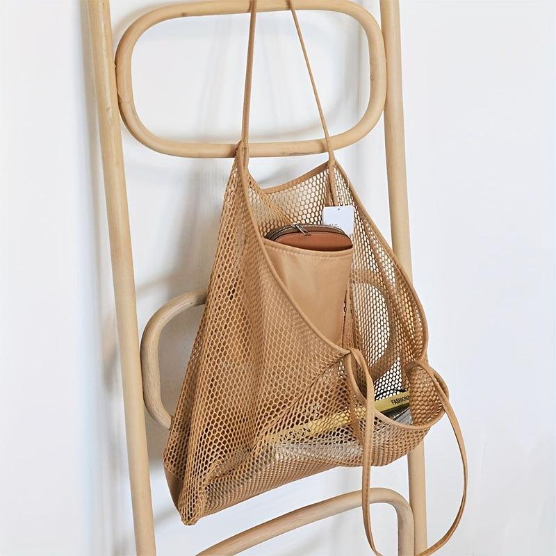 Large Mesh Beach Tote Bag for Women with Multiple Pockets - Waterproof Pool Bag