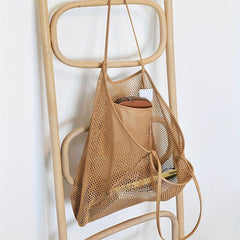 Large Mesh Beach Tote Bag for Women with Multiple Pockets - Waterproof Pool Bag