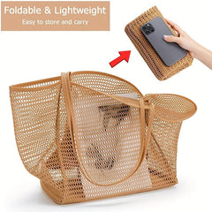 Large Mesh Beach Tote Bag for Women with Multiple Pockets - Waterproof Pool Bag