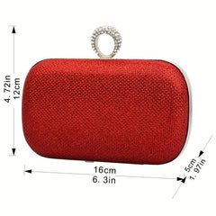 Glitter Ring Evening Bag Rhinestone Clutch Wedding Prom