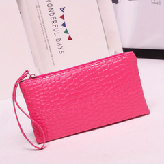 Crocodile Embossed Clutch Bag PU Leather Handbag Zipper Phone Purse