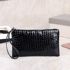 Crocodile Embossed Clutch Bag PU Leather Handbag Zipper Phone Purse