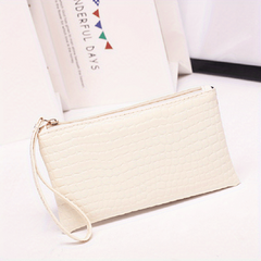 Crocodile Embossed Clutch Bag PU Leather Handbag Zipper Phone Purse