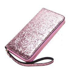 Sequin Glitter Long Coin Purse Wristlet Card Holder Bling Cash Case
