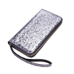 Sequin Glitter Long Coin Purse Wristlet Card Holder Bling Cash Case