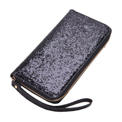 Sequin Glitter Long Coin Purse Wristlet Card Holder Bling Cash Case