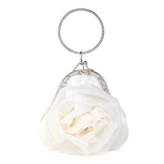 Satin Rose Evening Clutch Bag Chain Floral Wedding Party Handbag