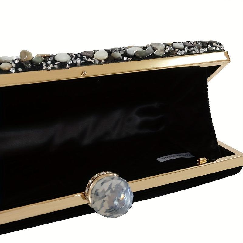 Floral Evening Clutch Bag Glitter Pearl Decor Dinner Bag