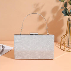 Silver Rhinestone Banquet Bag Flower Decor Evening Satchel Bag