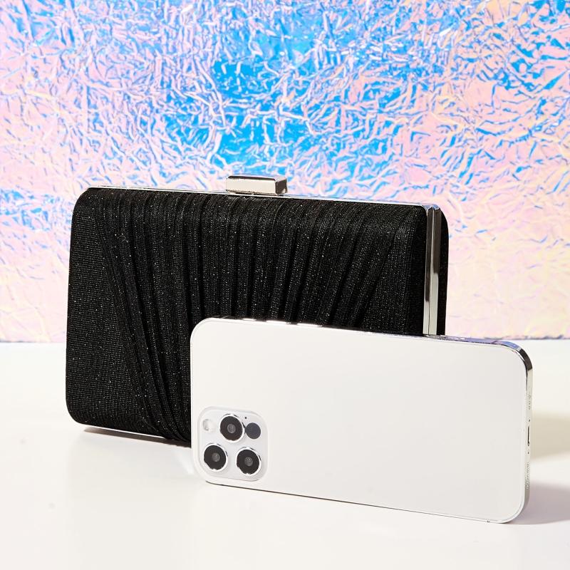 Glitter Square Prom Clutch Bag Chain Evening Bag for Wedding Party 7x4x2 Inch