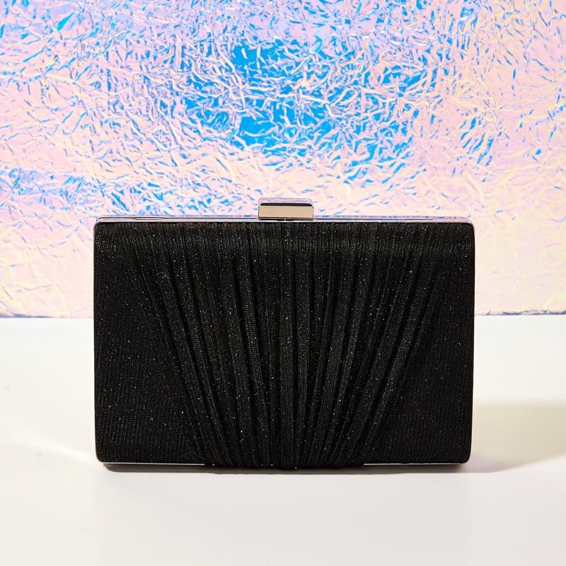 Glitter Square Prom Clutch Bag Chain Evening Bag for Wedding Party 7x4x2 Inch
