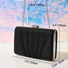 Glitter Square Prom Clutch Bag Chain Evening Bag for Wedding Party 7x4x2 Inch
