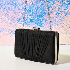 Glitter Square Prom Clutch Bag Chain Evening Bag for Wedding Party 7x4x2 Inch