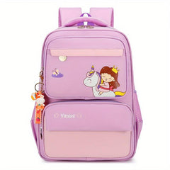 Layer Backpack With Rabbit Pendant Cartoon Kitten Unicorn Princess Printed