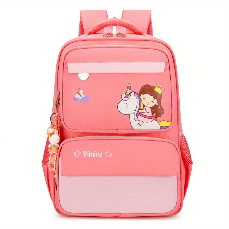 Layer Backpack With Rabbit Pendant Cartoon Kitten Unicorn Princess Printed
