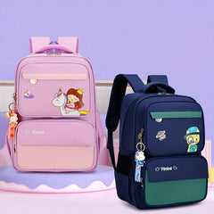 Layer Backpack With Rabbit Pendant Cartoon Kitten Unicorn Princess Printed