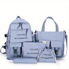 5pcs Backpack Crossbody Bag Handbag Drawstring Bag And Pen Bag Set