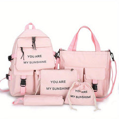 5pcs Backpack Crossbody Bag Handbag Drawstring Bag And Pen Bag Set