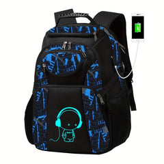 Glow In The Dark Backpack USB Charging Port Waterproof Laptop Backpack