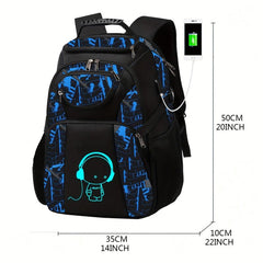 Glow In The Dark Backpack USB Charging Port Waterproof Laptop Backpack