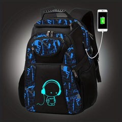 Glow In The Dark Backpack USB Charging Port Waterproof Laptop Backpack