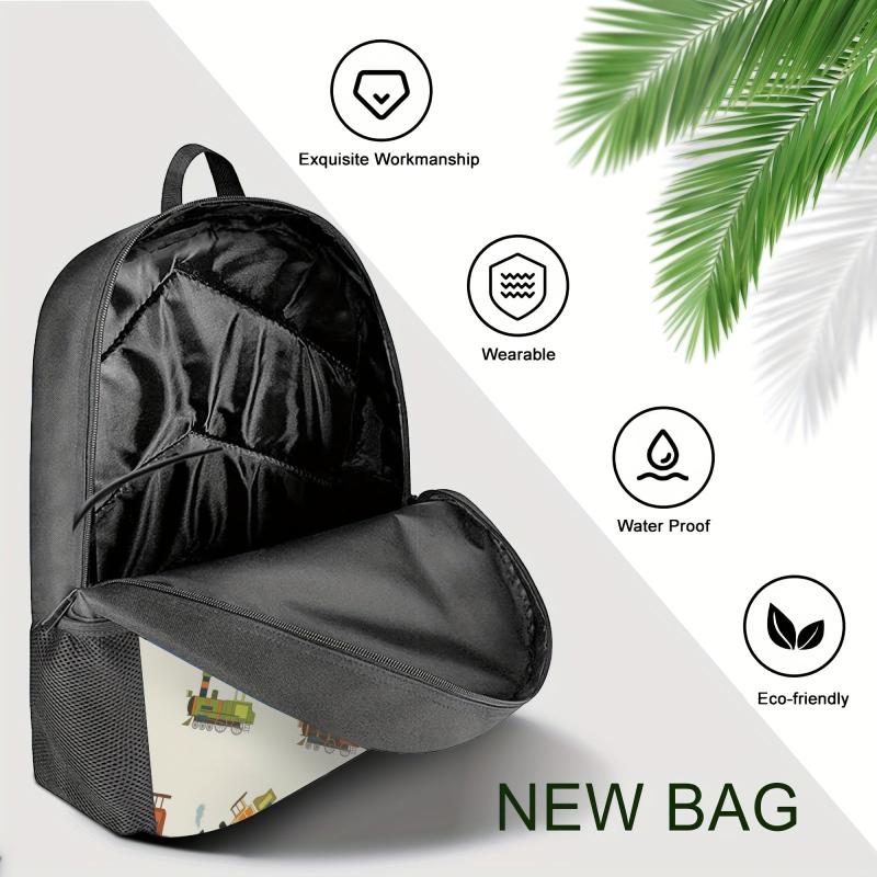 Retro Steam Trains Backpack for Teens Boys Girls Lightweight Student Bookbags