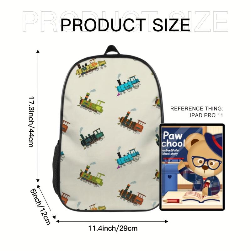 Retro Steam Trains Backpack for Teens Boys Girls Lightweight Student Bookbags