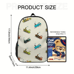 Retro Steam Trains Backpack for Teens Boys Girls Lightweight Student Bookbags