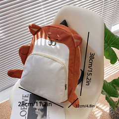 Cartoon Orange Fox Backpack Corduroy Large Capacity School Bag