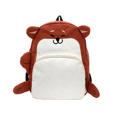 Cartoon Orange Fox Backpack Corduroy Large Capacity School Bag