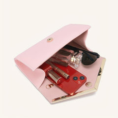 Flap Chain Strap Shoulder Bag V Metal Decor Crossbody Bag