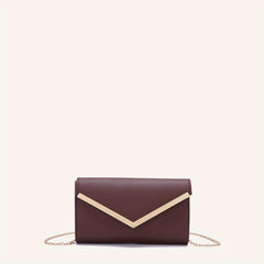 Flap Chain Strap Shoulder Bag V Metal Decor Crossbody Bag