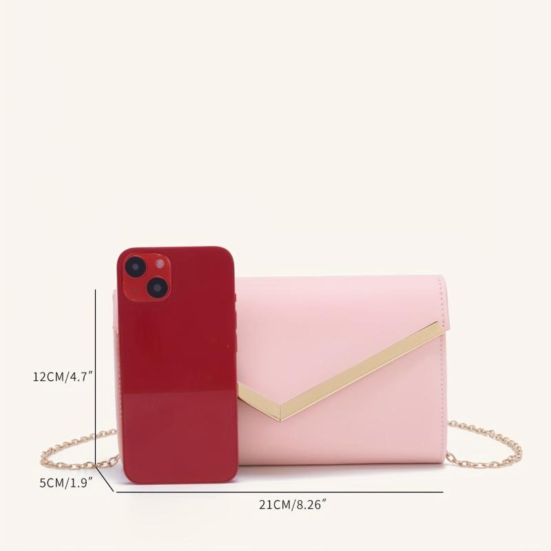 Flap Chain Strap Shoulder Bag V Metal Decor Crossbody Bag