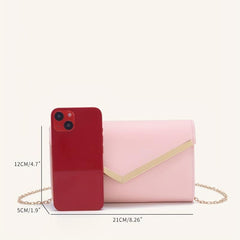 Flap Chain Strap Shoulder Bag V Metal Decor Crossbody Bag