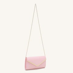 Flap Chain Strap Shoulder Bag V Metal Decor Crossbody Bag