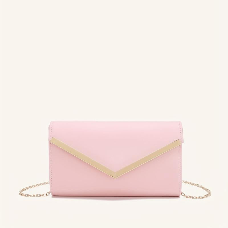 Flap Chain Strap Shoulder Bag V Metal Decor Crossbody Bag