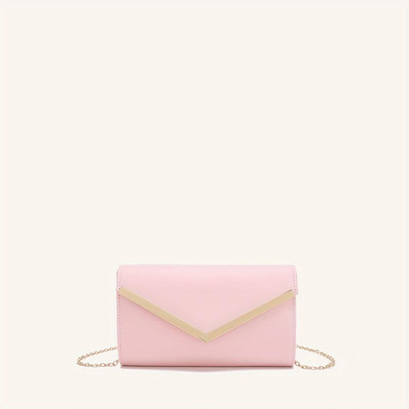 Flap Chain Strap Shoulder Bag V Metal Decor Crossbody Bag